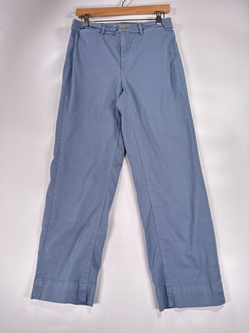 Everlane Wide Leg Crop Pants High Rise Patch Pocket Cotton Stretch Slate Blue 4 - Picture 2 of 12